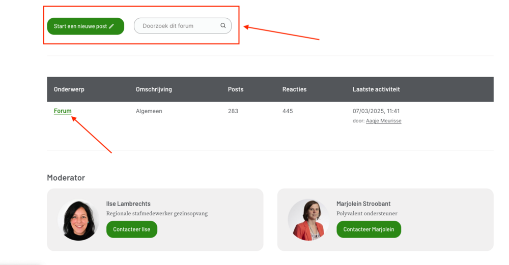 Screenshot van een forumpagina