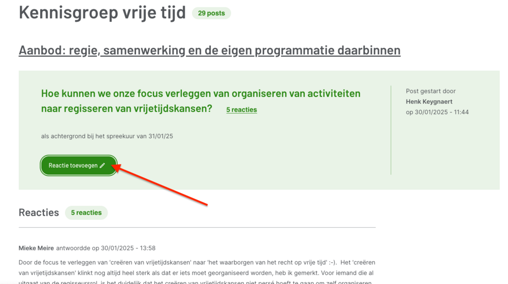 Screenshot forum reactie