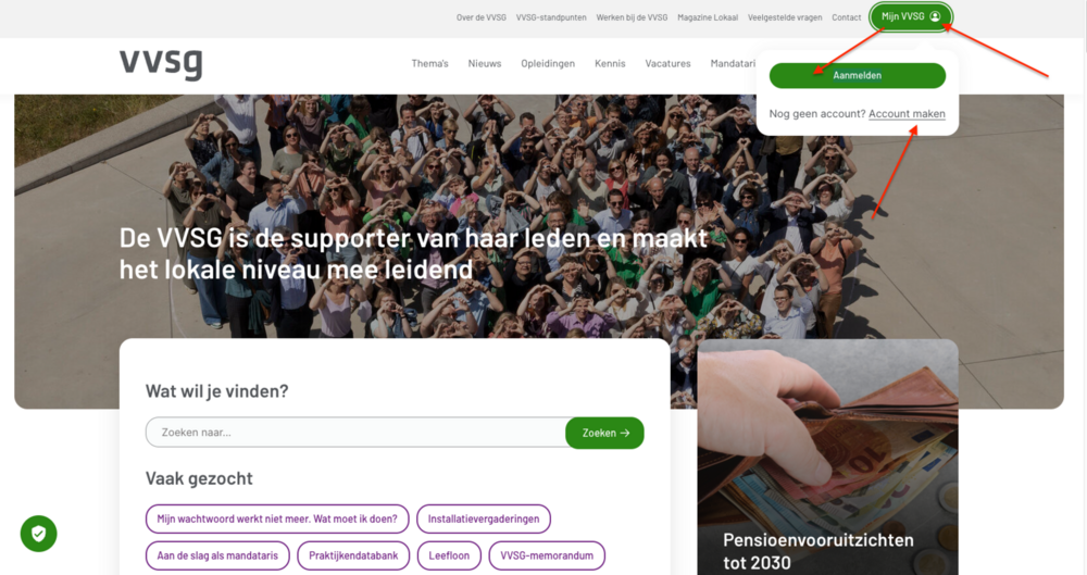 Screenshot die het aanmelden visueel verduidelijkt.