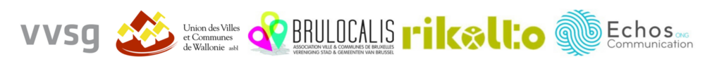 Logos VVSG, UVCW, BRULOCALIS, Rikolto en Echos Communication