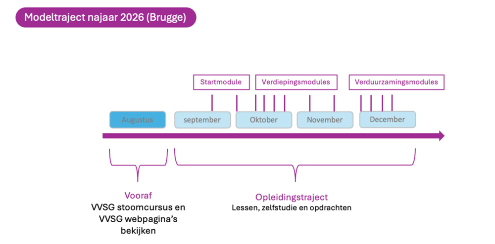 Schema modeltraject modulair prof traject Brugge in het najaar