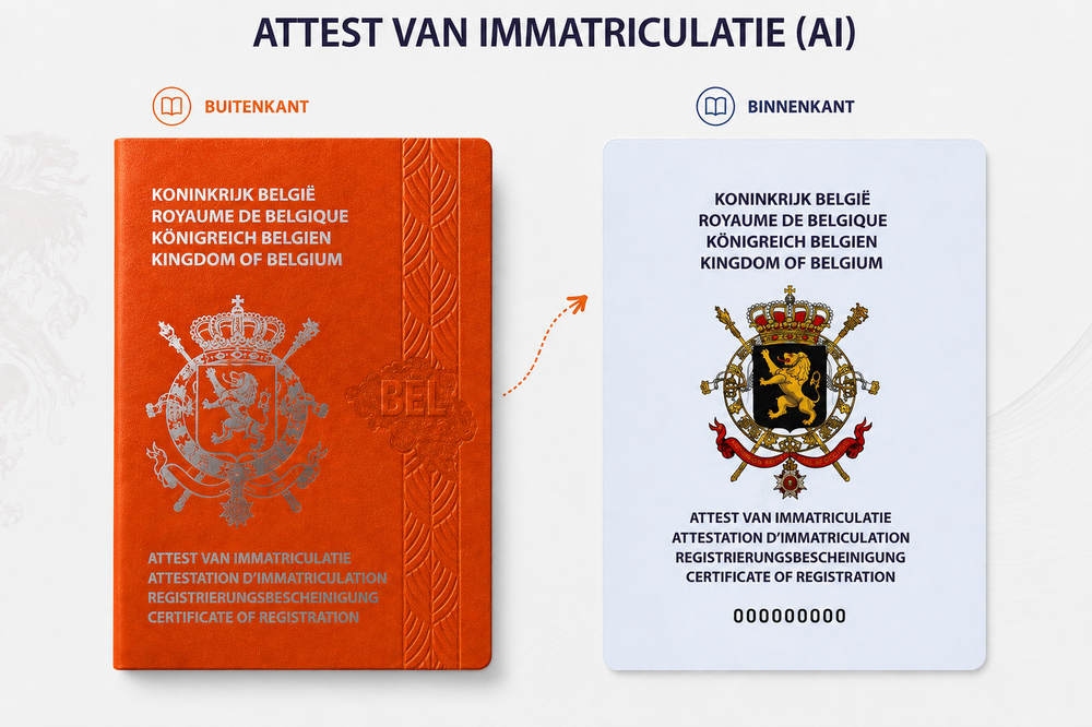 Nieuw attest van immatriculatie voor- en achterkant