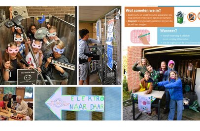 collega van foto's van kinderen die actief zijn in het project