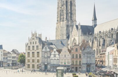 Zicht op skyline stad Mechelen