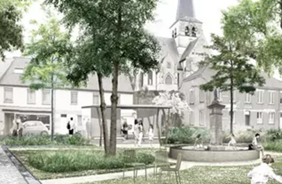 Visual heraanleg Gemeenteplein Huldenberg