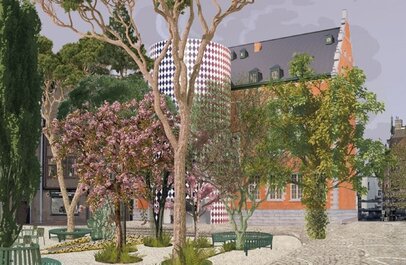 Ontwerp van aanbouw bij stadhuis