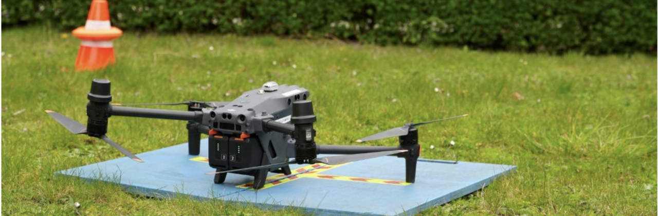 thermodrone op een grasveld