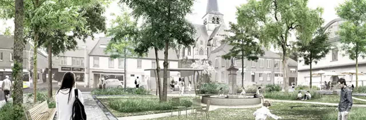 Visual heraanleg Gemeenteplein Huldenberg