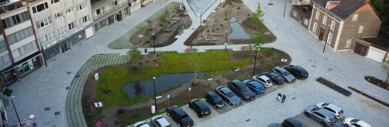 luchtfoto van project met nieuwe groenvakken