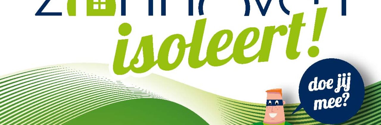 logo 'Zonhoven isoleert' met superheldfiguur