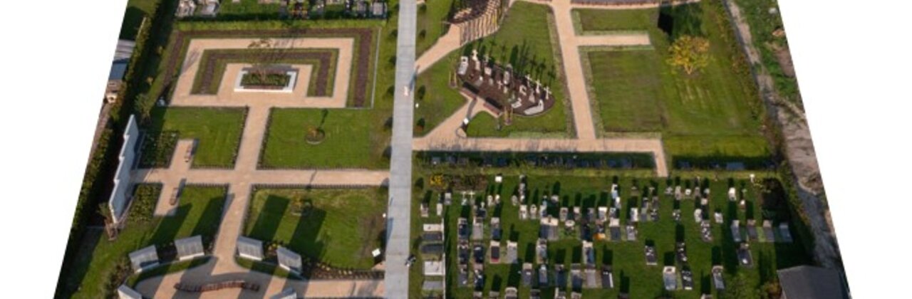 Bovenaanzicht van de begraafplaats