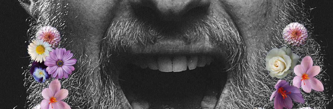 Man met baard en bloemetjes