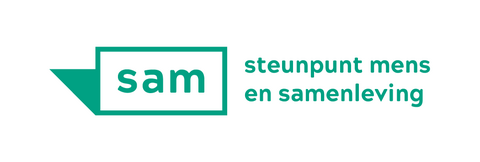 Logo Sam met daarnaast de baseline steunpunt mens en samenleving