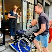 Rolstoelvlak om binnen te rijden