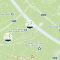 toekomstige locatie van de windturbines