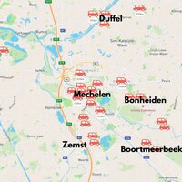 kaartje met locaties van de Klimaanwagens