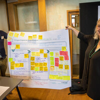2 deelnemers tonen resultaat van de brainstorm
