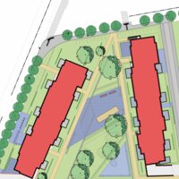 Ontwerp van de serviceflats en omgeving