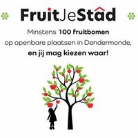affiche met fruitboom en klein meisje