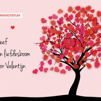campagnebeeld van de actie, roze kaartje met boom