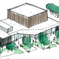 Tekening van de nieuwe evenementenhal