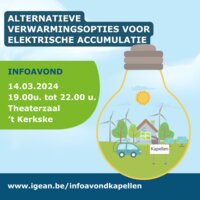 Affiche die de infoavond aankondigt met een foto van een spaarlamp met daarin het dorp kapellen.