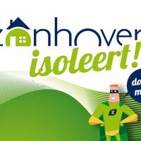 logo 'Zonhoven isoleert' met superheldfiguur