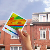 foto van huis met warmtescan