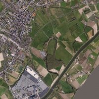 luchtfoto van omgeving bedrijf naast Oude Leie-arm